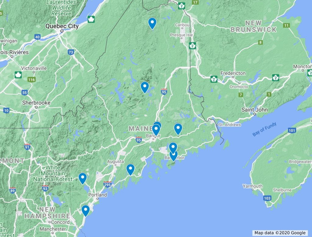 Map of research locations in Maine